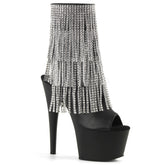 Pleaser ADORE-1024RSF Black Faux Leather Ankle Boots With Simulated Rhinestone Fringe - Shoecup.com - 1